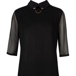 Ted Baker Blouse with faux rose gold collar chain